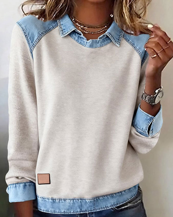 Ella | Denim Collar Blouse