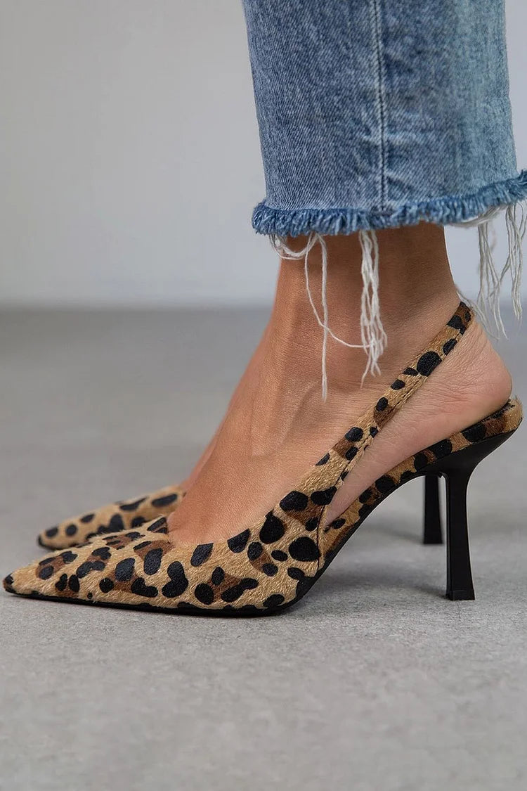 AMBER™ | Leopard Slingback Heels