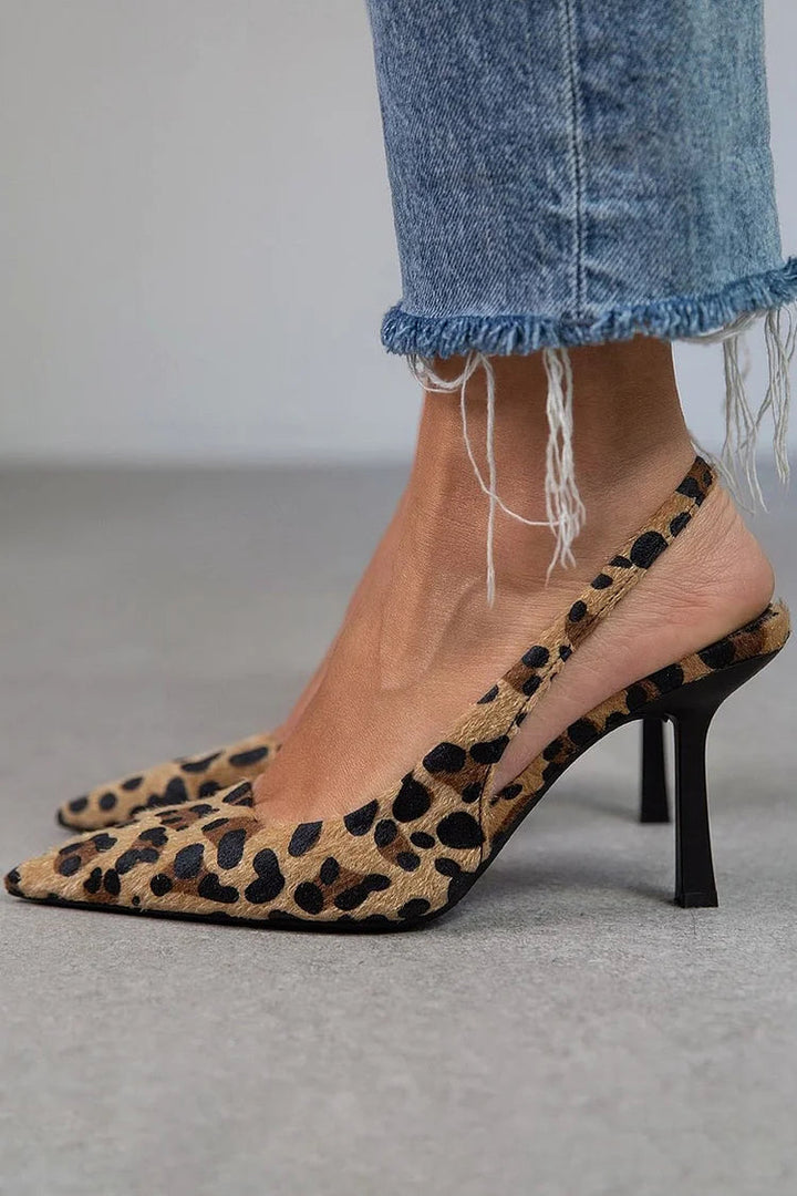 AMBER™ | Leopard Slingback Heels