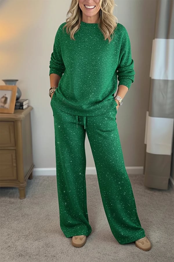 Vivian | Round-Neck Shimmer Casual Co-Ord
