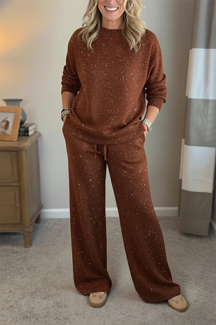 Vivian | Round-Neck Shimmer Casual Co-Ord