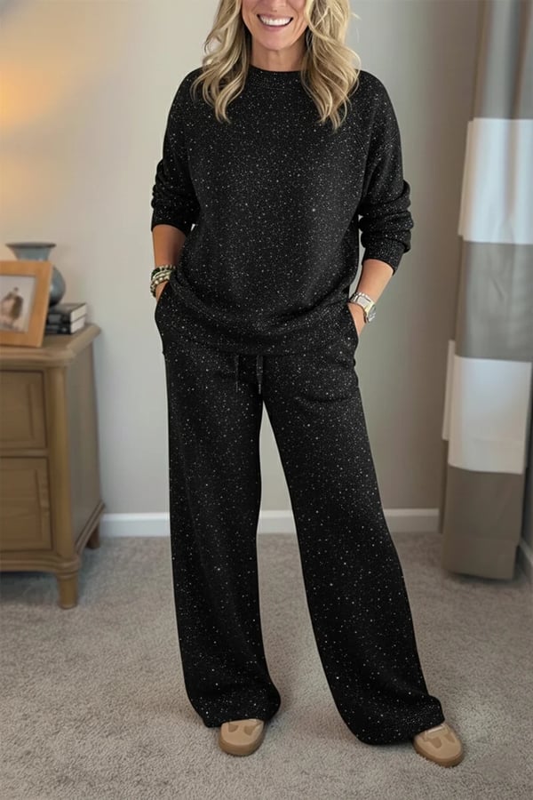 Vivian | Round-Neck Shimmer Casual Co-Ord