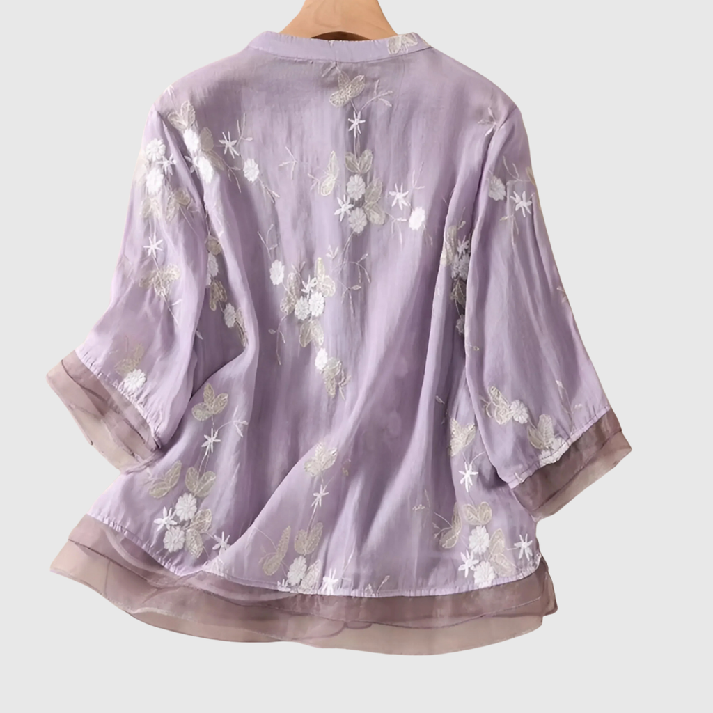 MIREILLE | COTTON TOP WITH EMBROIDERED FLOWERS