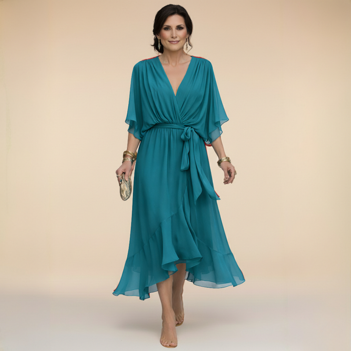 DELACROIX | Chiffon Dress with V-Neck