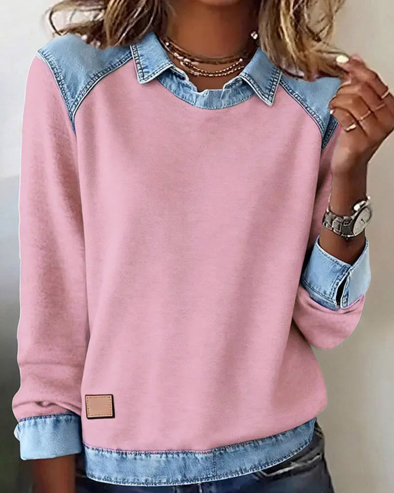 Ella | Denim Collar Blouse