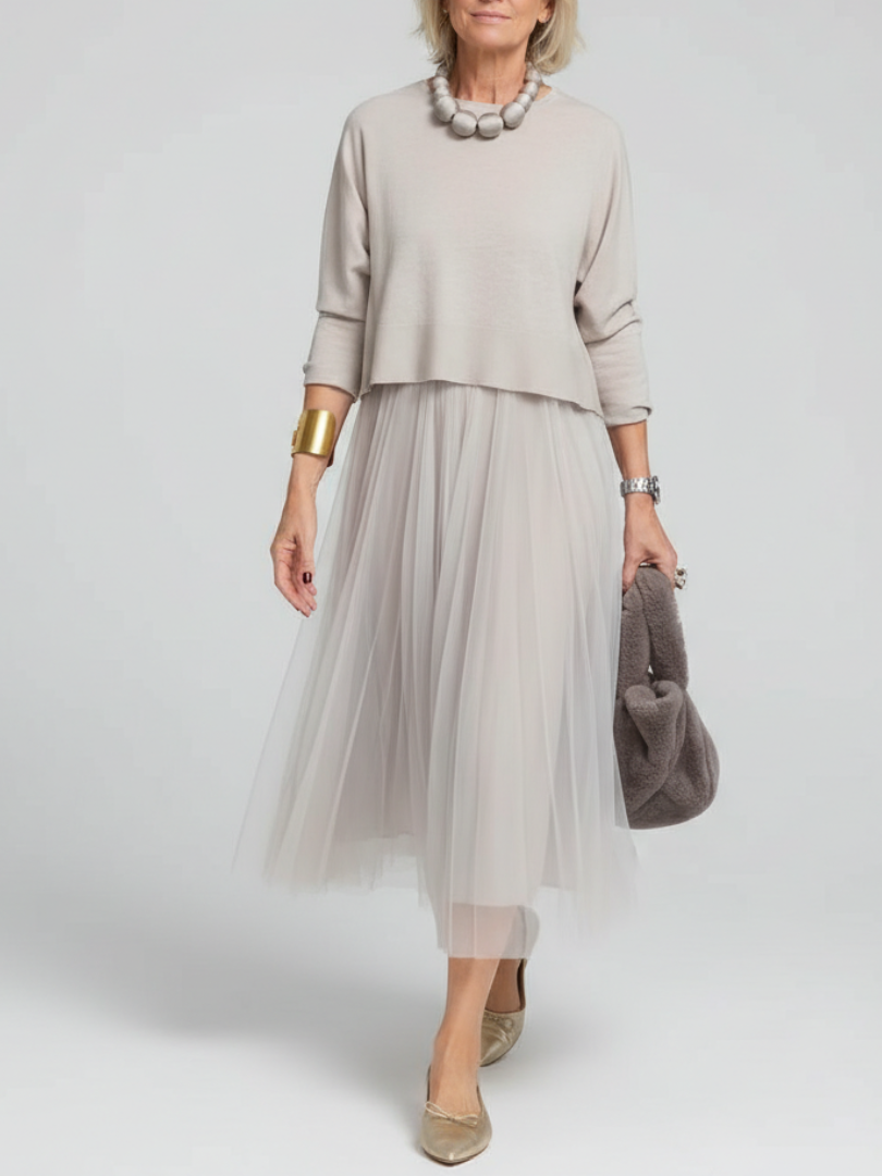 Zanelia™ | Elegant Tulle Sweater Dress