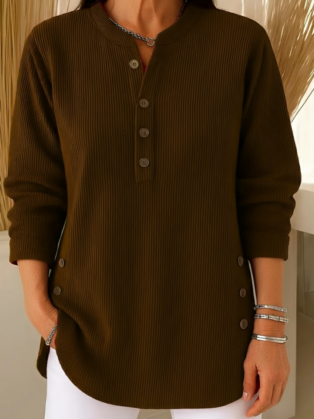 Melanie™ – Plain Knit Jumper with Long Sleeves