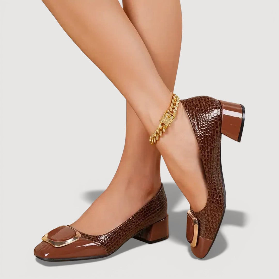 LIVANA™ | Croco Comfort Block Heels