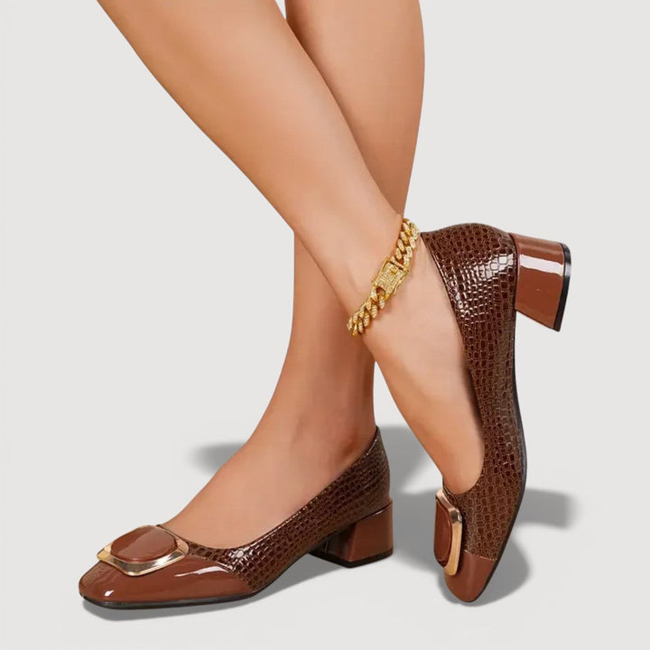 LIVANA™ | Croco Comfort Block Heels