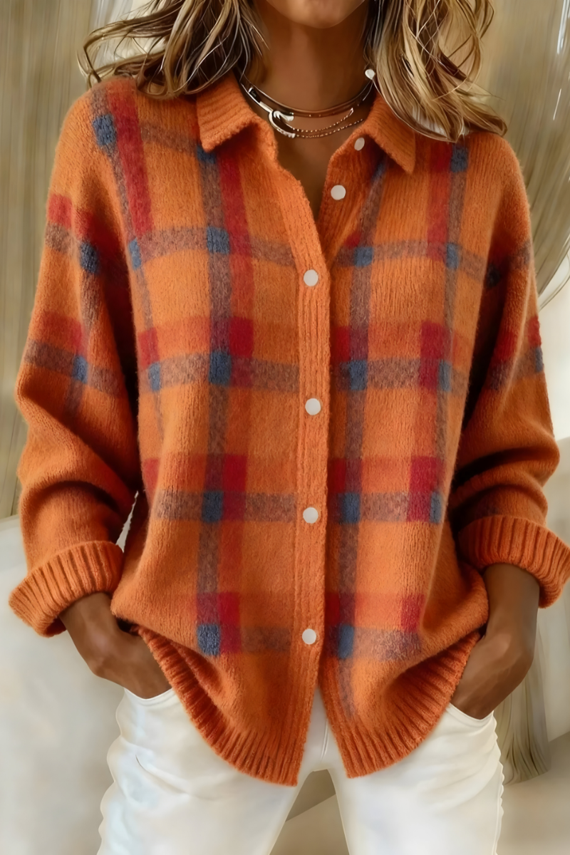 Anna | Soft Knit Checked Cardigan
