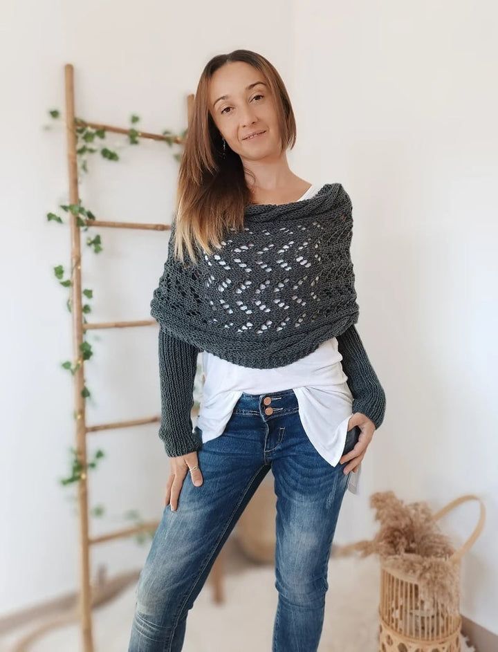 Nomine Snuggly Knitted Scarf with Sleeves
