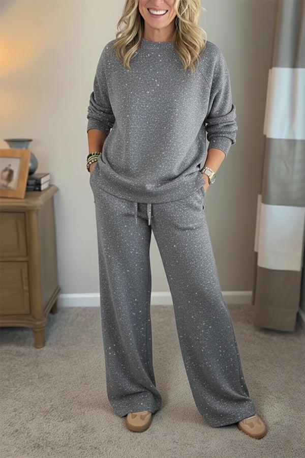 Vivian | Round-Neck Shimmer Casual Co-Ord
