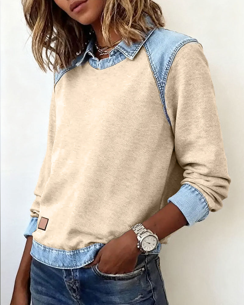 Ella | Denim Collar Blouse