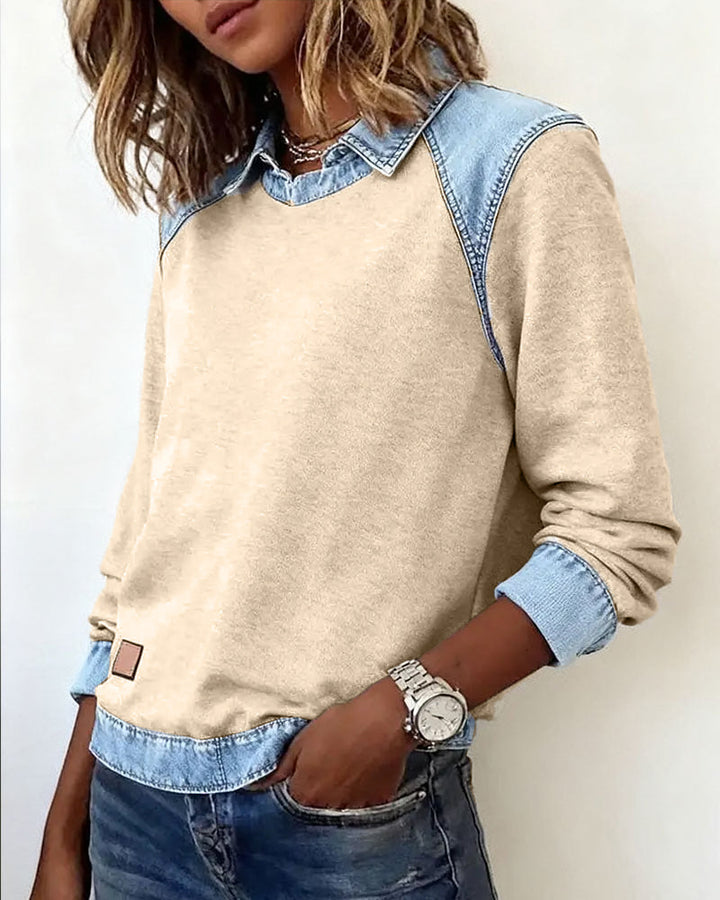 Ella | Denim Collar Blouse