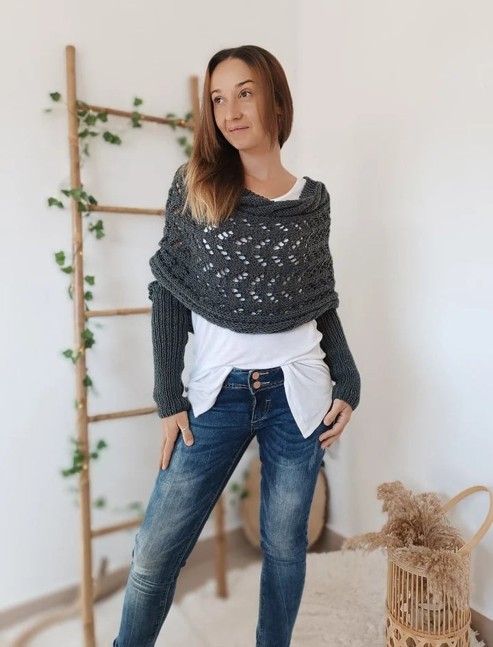Nomine Snuggly Knitted Scarf with Sleeves