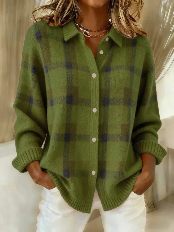 MARCOLLINE | RETRO PLAID SWEATER WITH CASUAL CONTRAST