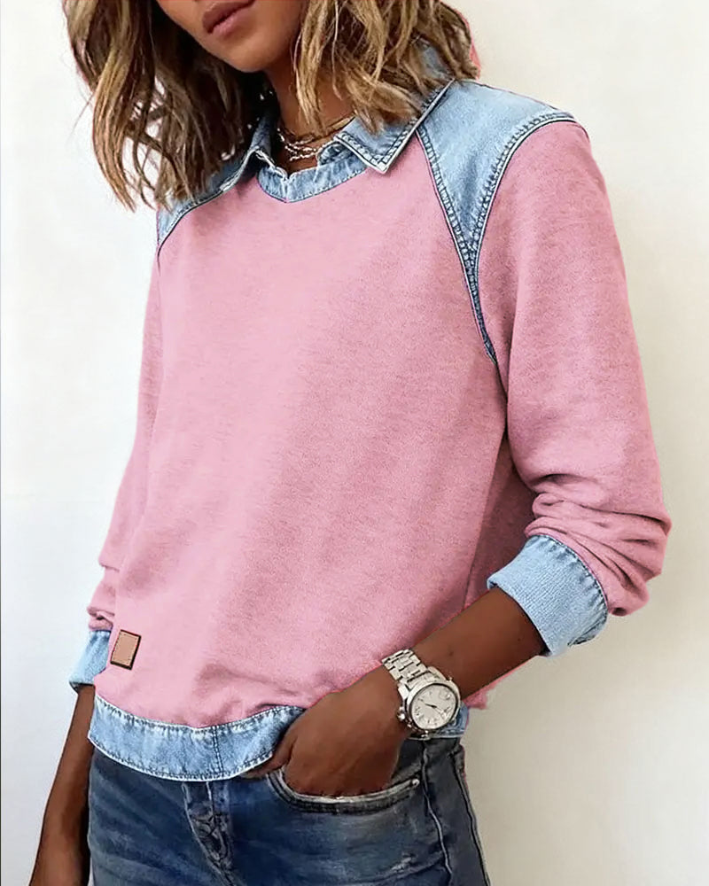 Ella | Denim Collar Blouse