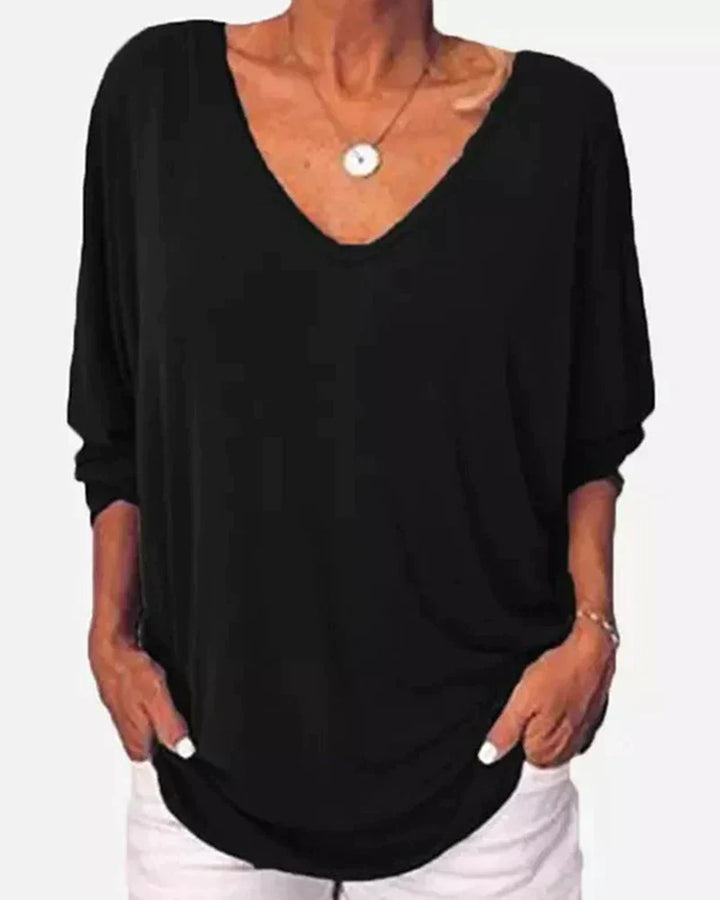 Amber | Button-Back V-Neck Blouse