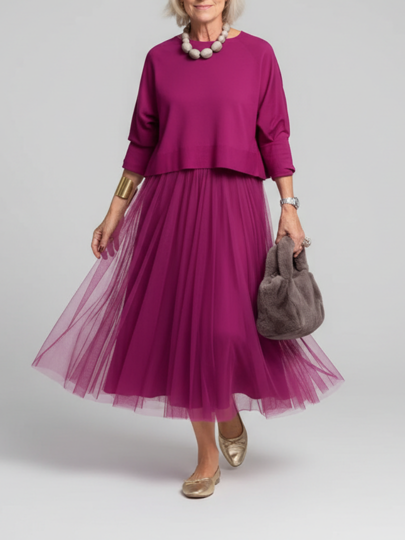 Zanelia™ | Elegant Tulle Sweater Dress