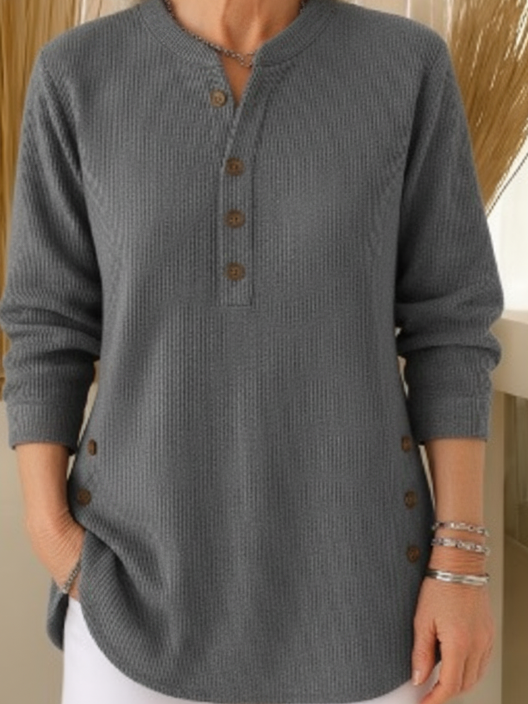 Melanie™ – Plain Knit Jumper with Long Sleeves