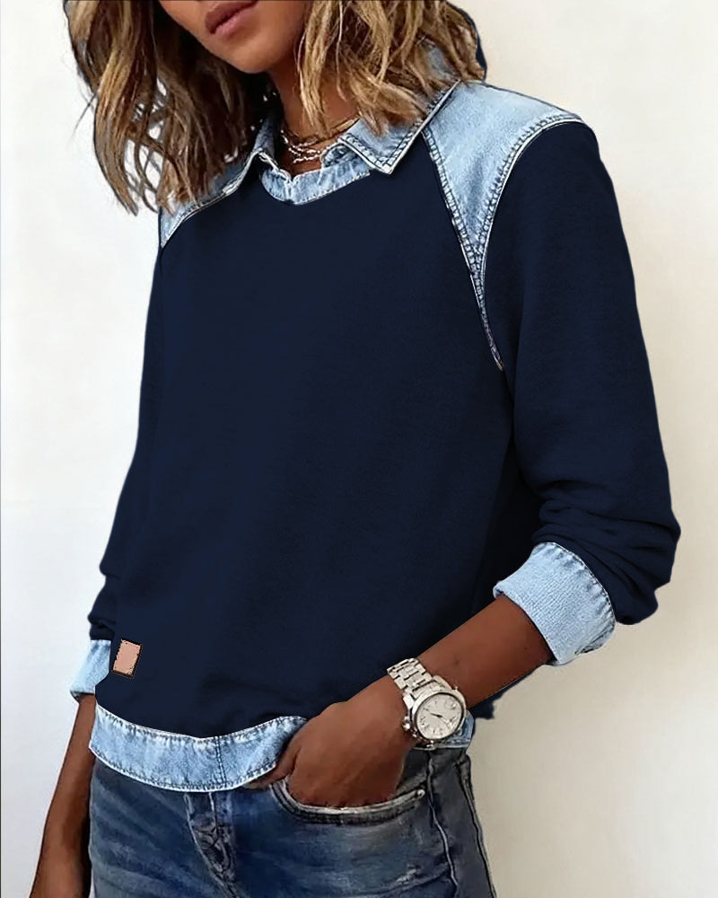 Ella | Denim Collar Blouse