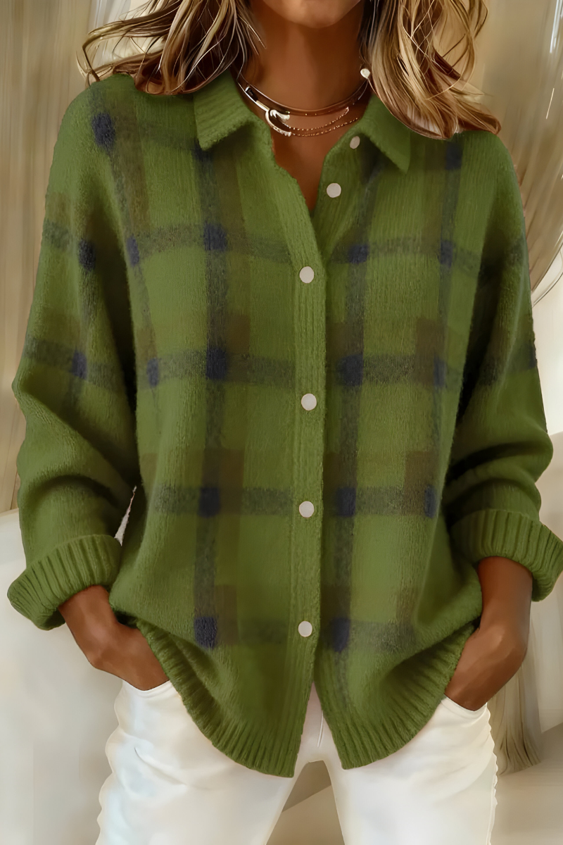 Anna | Soft Knit Checked Cardigan