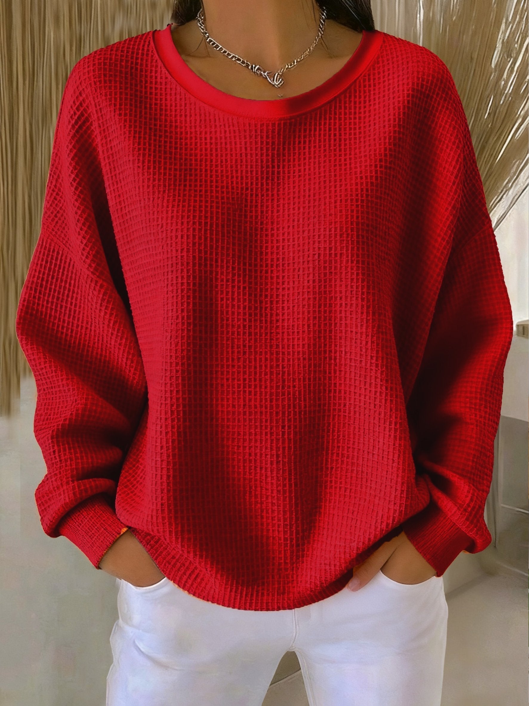 KATE | WAFFLE KNIT WINTER SWEATSHIRT
