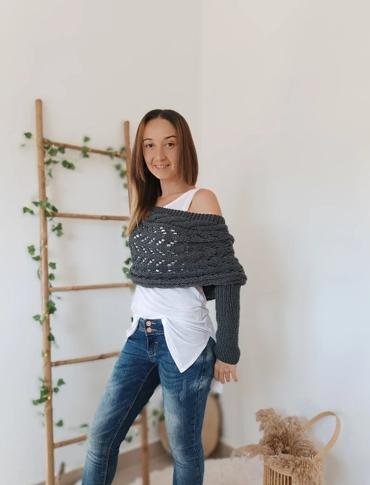 Nomine Snuggly Knitted Scarf with Sleeves