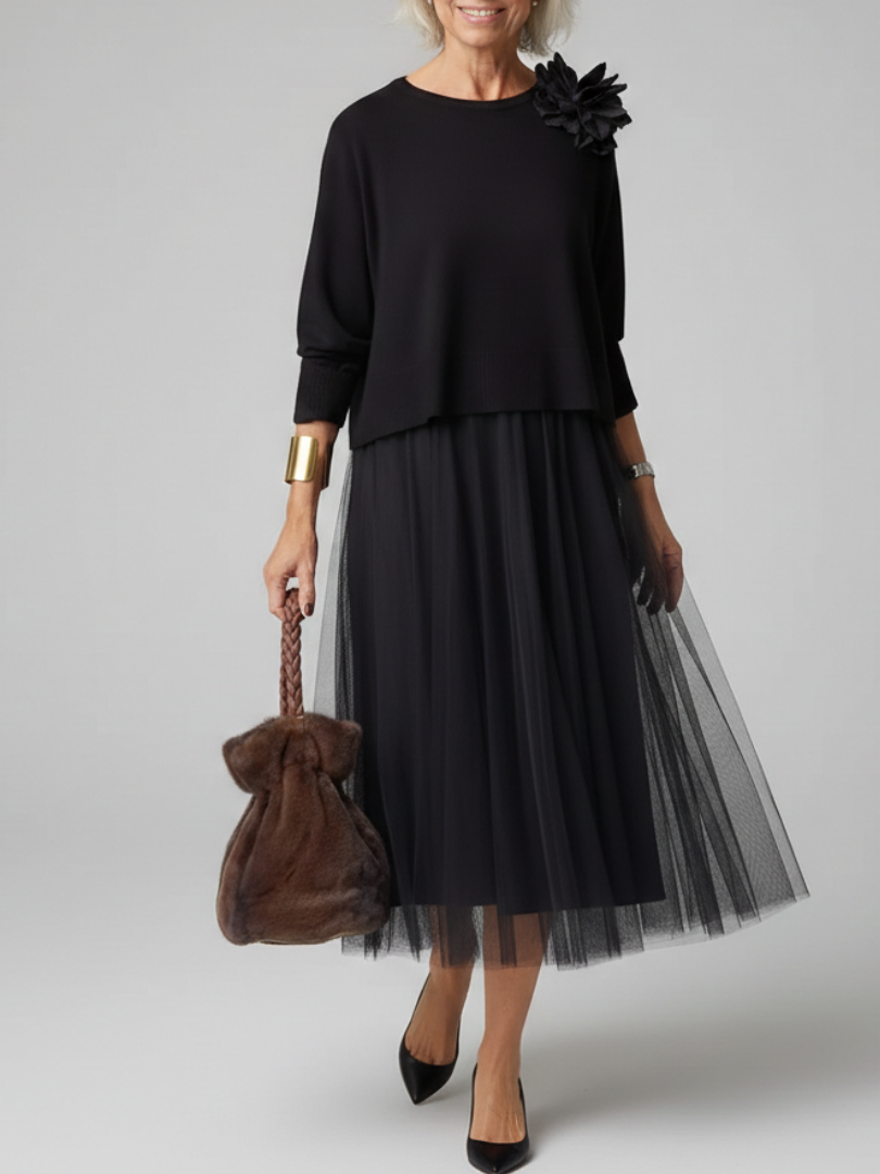 Zanelia™ | Elegant Tulle Sweater Dress
