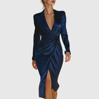 AVA | ELEGANT DEEP V-NECK DRESS