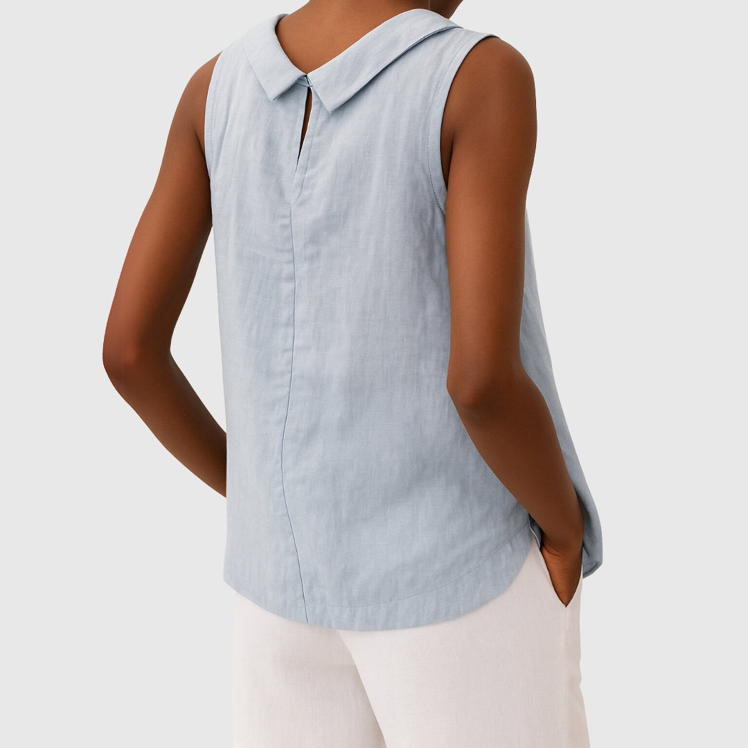 THALIA | SLEEVELESS ROLL COLLAR TOP