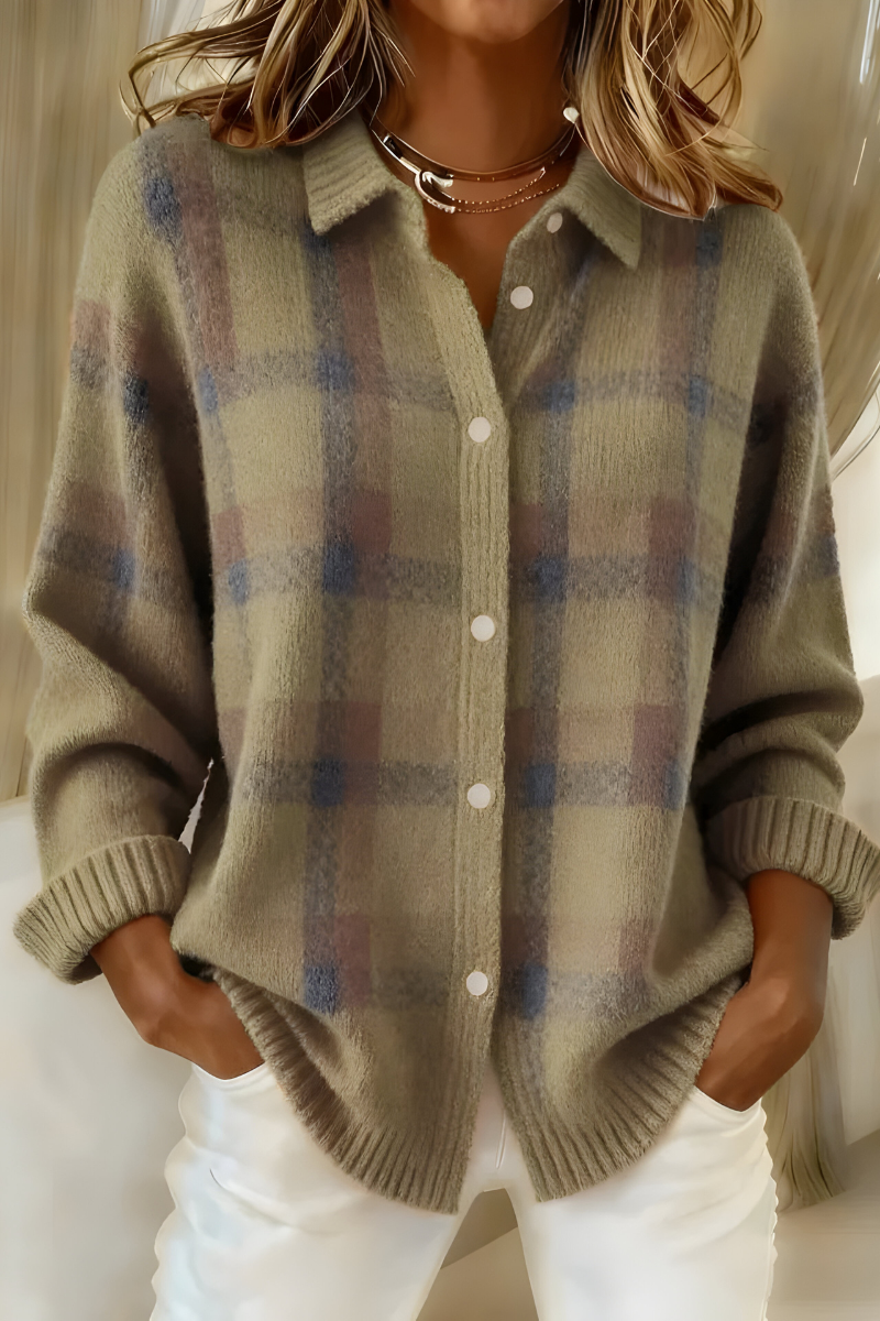 Anna | Soft Knit Checked Cardigan