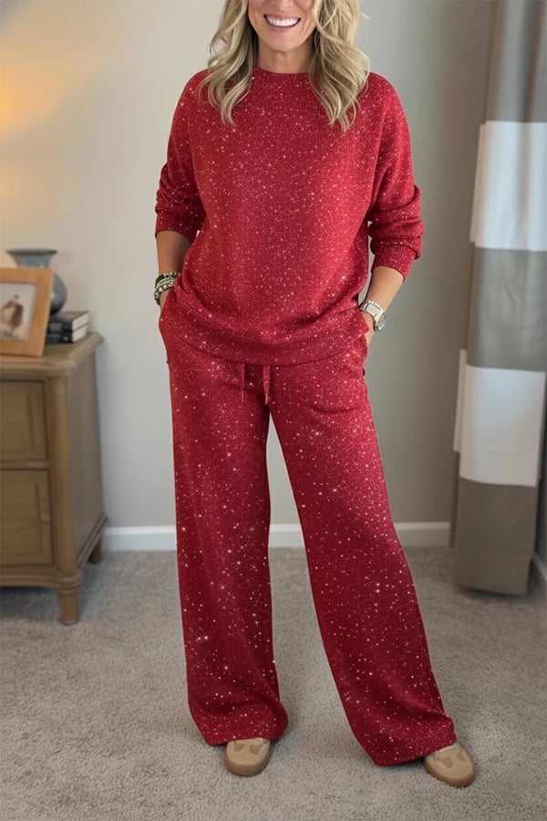 Vivian | Round-Neck Shimmer Casual Co-Ord