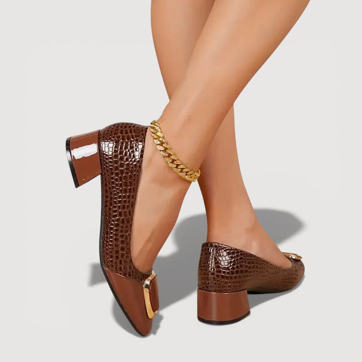 LIVANA™ | Croco Comfort Block Heels