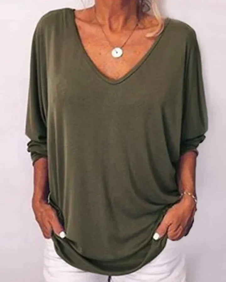 Amber | Button-Back V-Neck Blouse