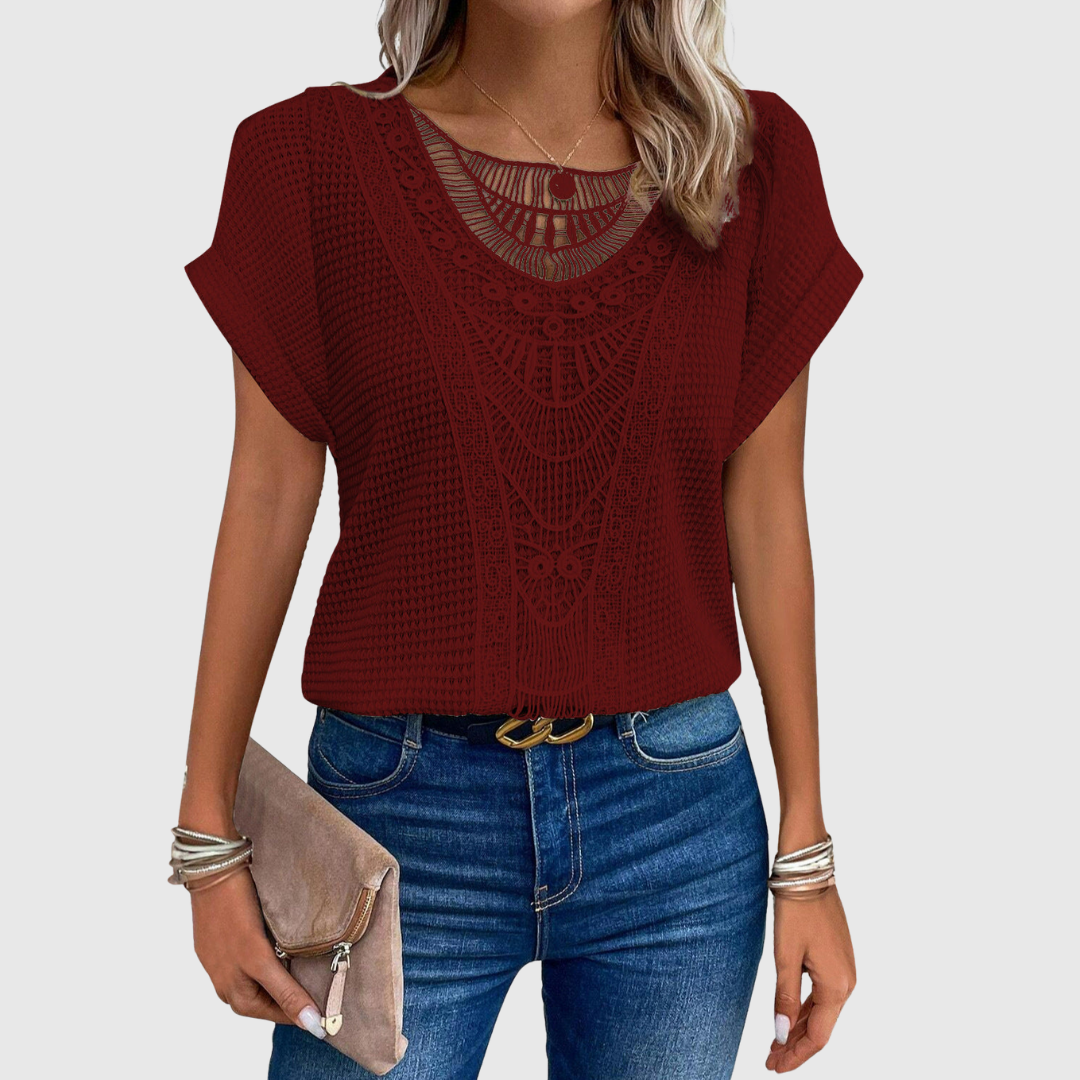 LUCINDA | LACE SHORT SLEEVE TOP