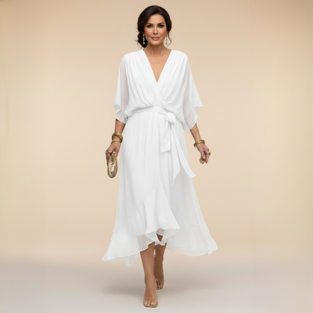 DELACROIX | Chiffon Dress with V-Neck