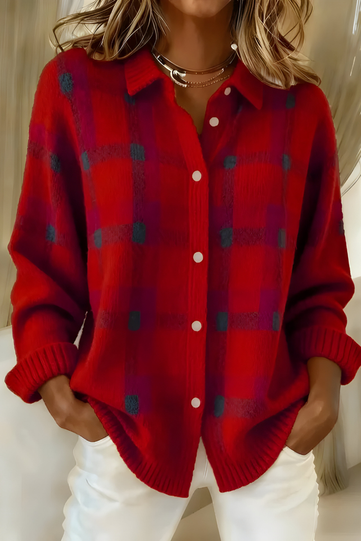 Anna | Soft Knit Checked Cardigan