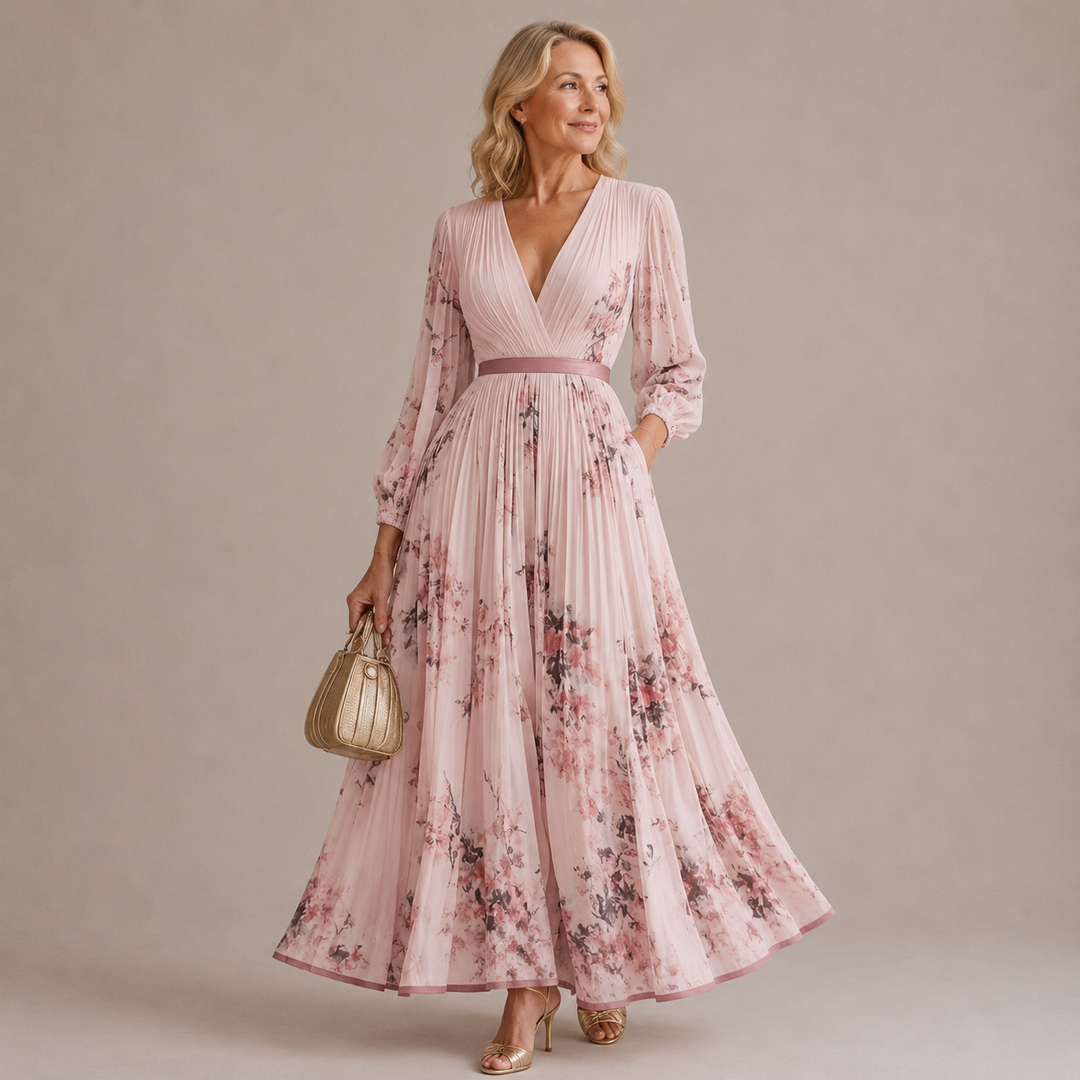 Rowella | Elegant Pleated Maxi Dress