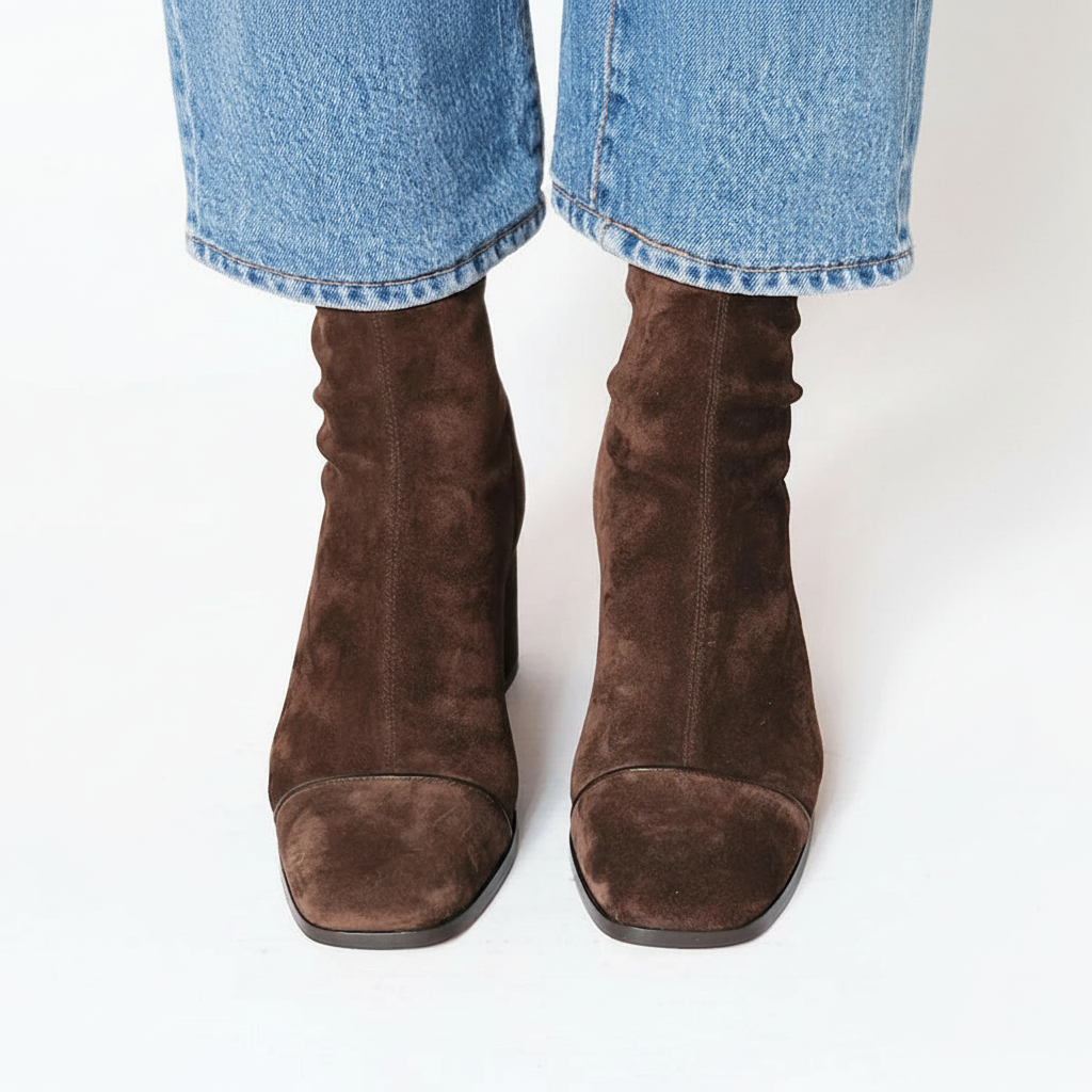 Lily™ | Elegant Suede Square Toe Ankle Boots