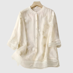 MIREILLE | COTTON TOP WITH EMBROIDERED FLOWERS