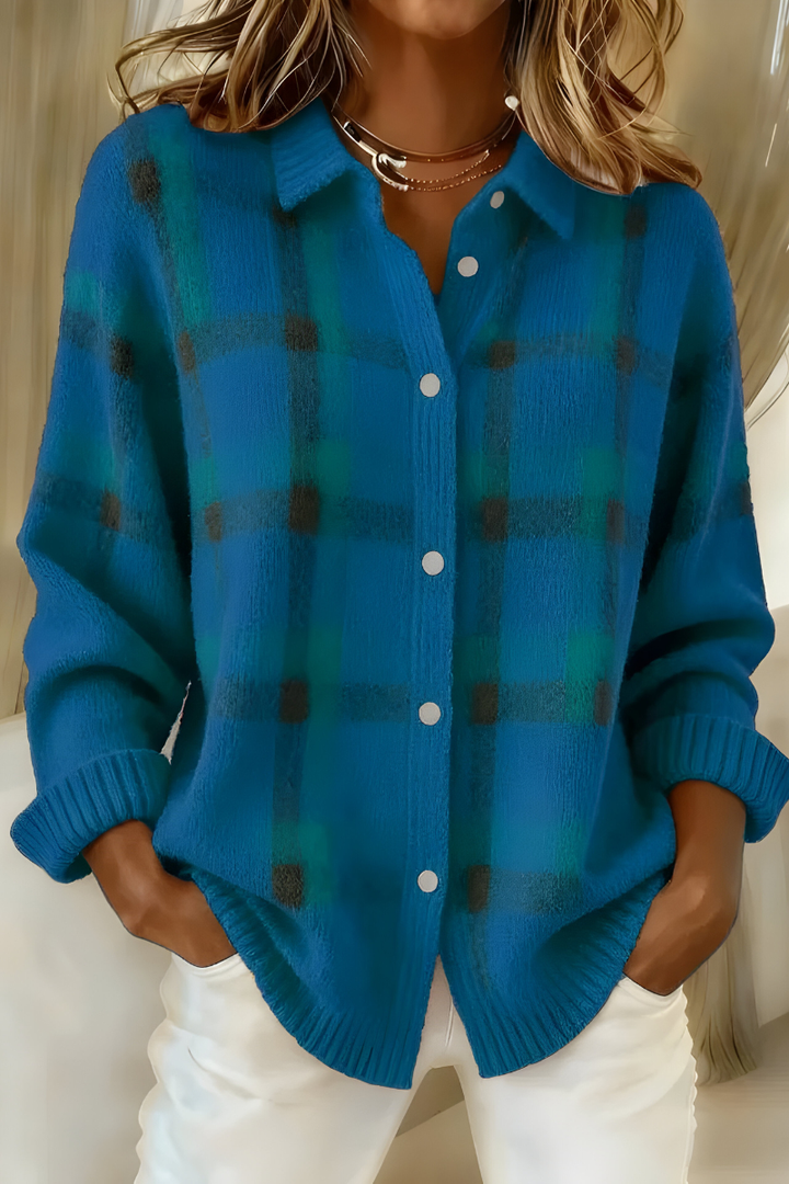 Anna | Soft Knit Checked Cardigan