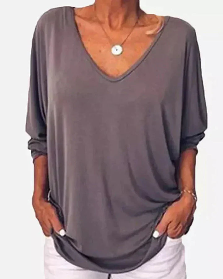 Amber | Button-Back V-Neck Blouse