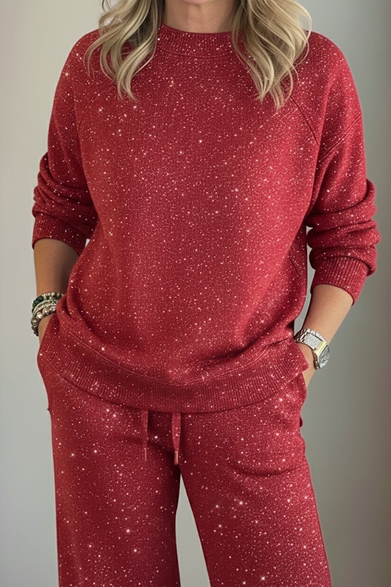 Vivian | Round-Neck Shimmer Casual Co-Ord