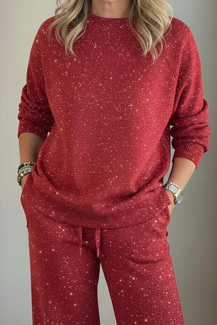Vivian | Round-Neck Shimmer Casual Co-Ord