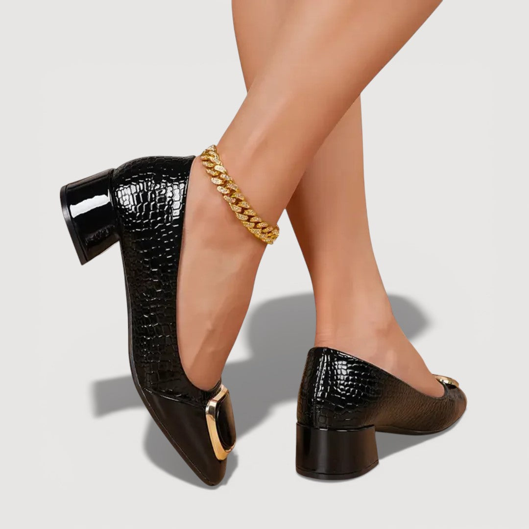 LIVANA™ | Croco Comfort Block Heels