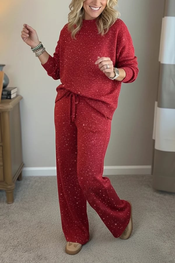 Vivian | Round-Neck Shimmer Casual Co-Ord