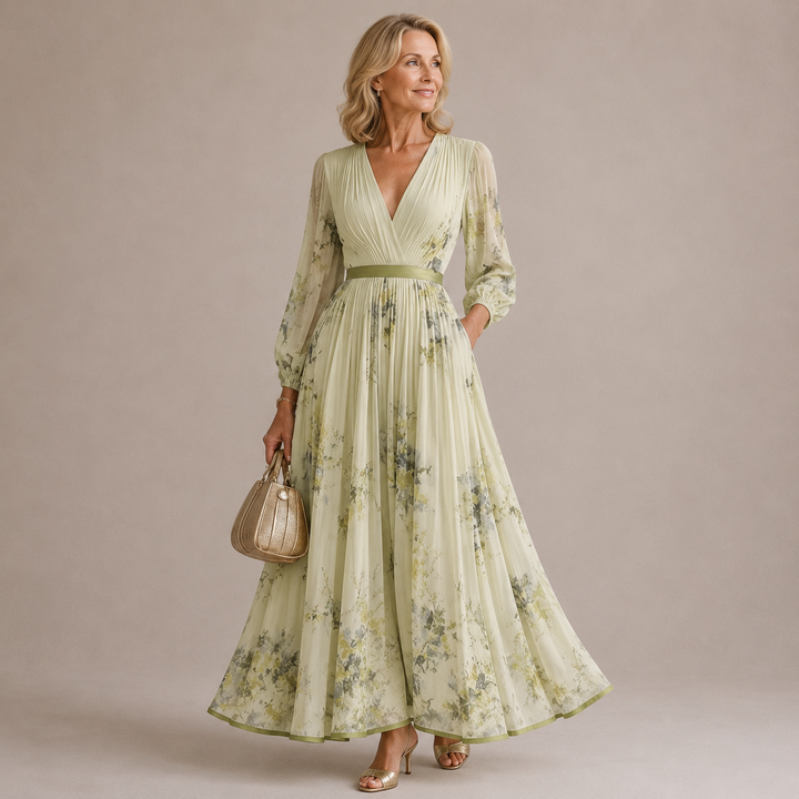 Rowella | Elegant Pleated Maxi Dress