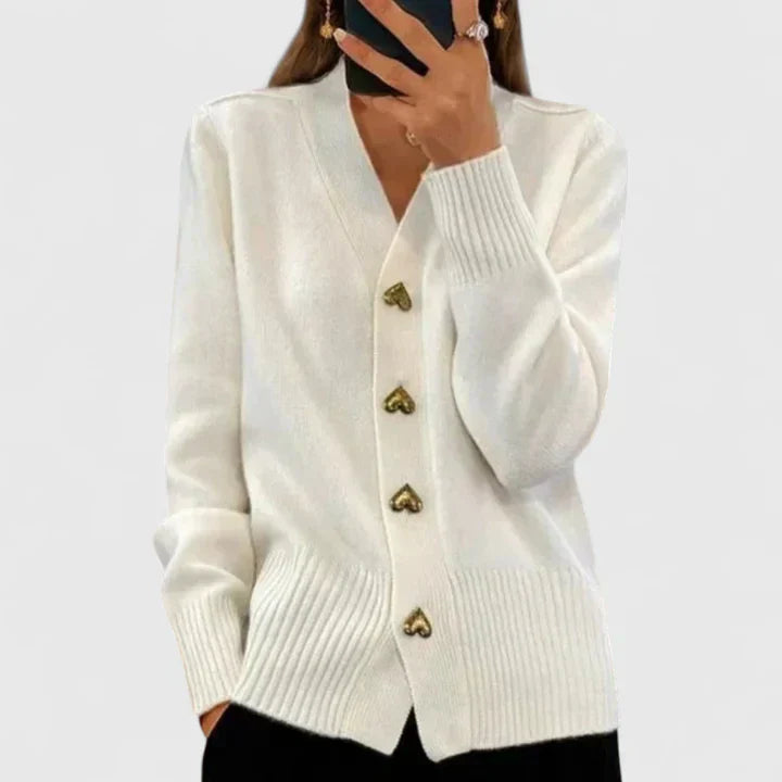 Zia - Heart Button Cardigan