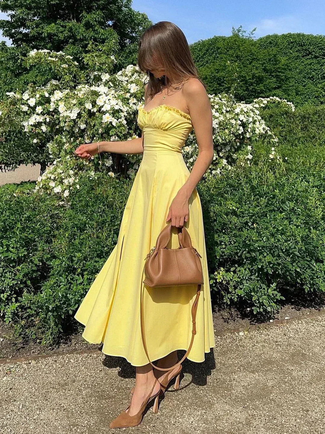 Loisa | Lemon Corset Fit Midi Dress